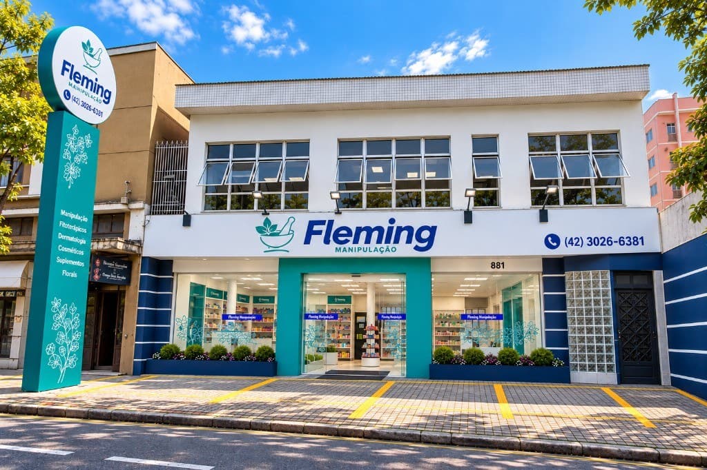 Fachada da Fleming Manipulação na Rua do Rosário, 881, em Ponta Grossa