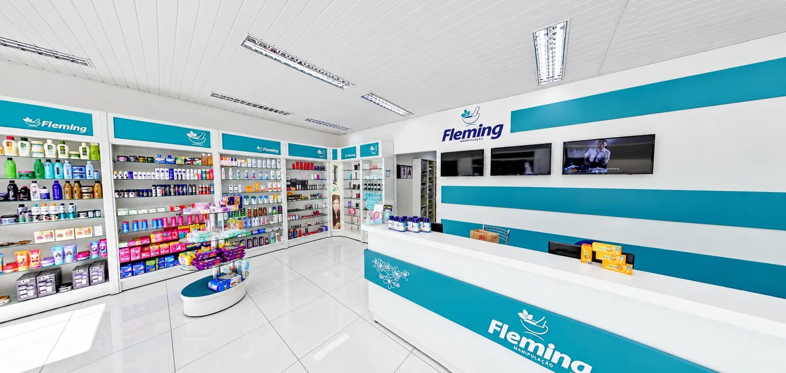 Salão de atendimento da Fleming Manipulação