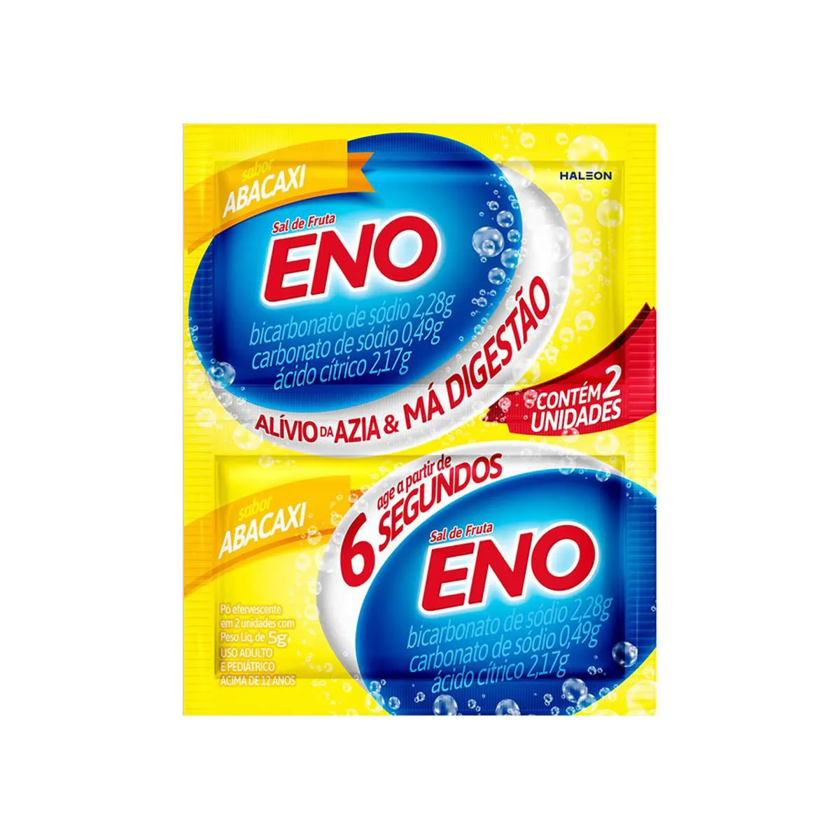 Sal de Fruta Eno Alívio Rápido da Azia Abacaxi 2 Envelopes 5g cada
