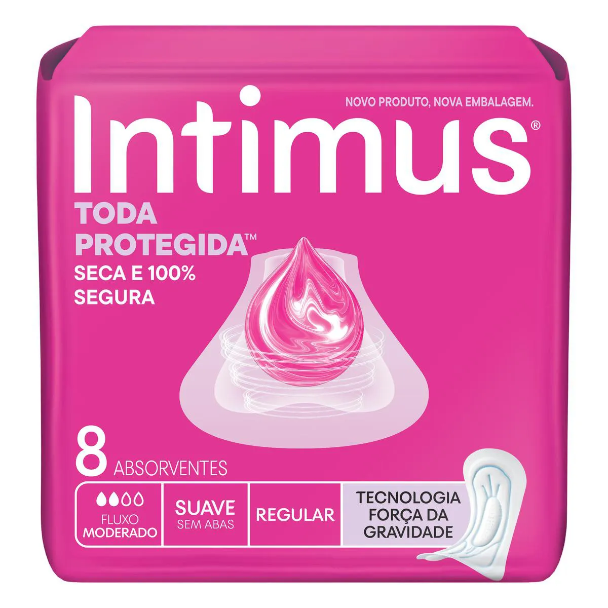 Absorvente Intimus Tripla Proteção Dia Suave Sem Abas Fluxo Moderado 8 Unidades