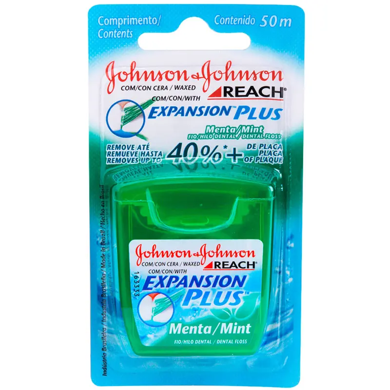 Fio Dental Reach Essencial Expansion Plus Com Cera Sabor Menta 50 metros