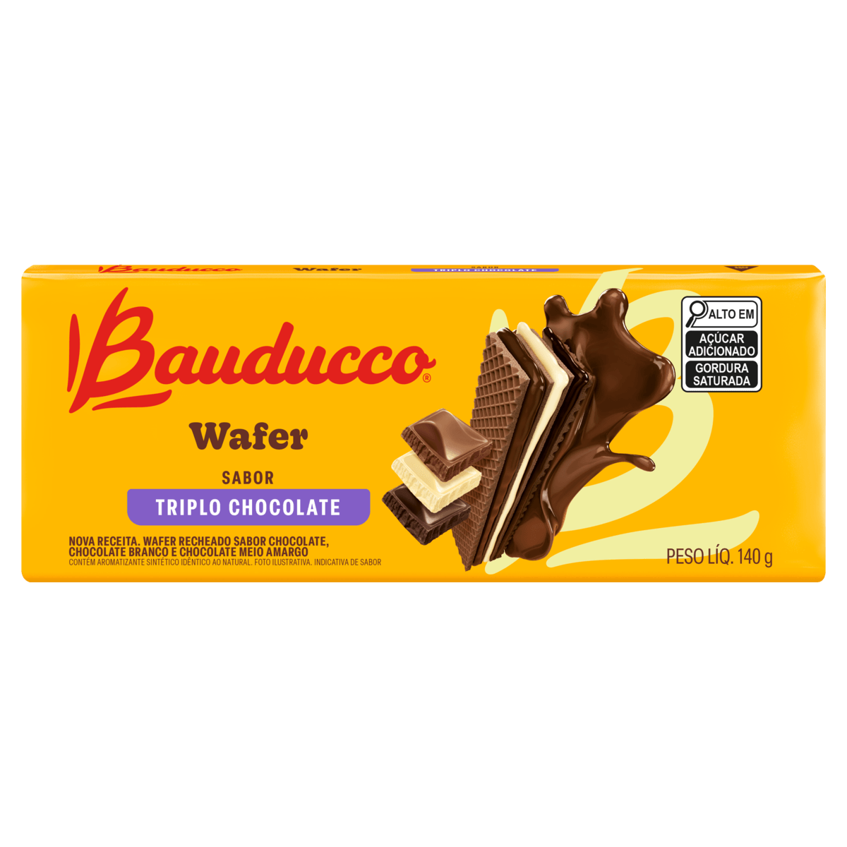 Biscoito Bauducco Wafer 140 g Triplo Choco