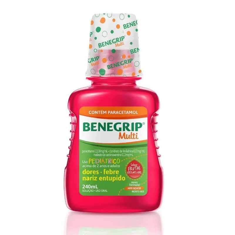 Benegrip Multi Kids Antigripal Analgésico e Descongestionante Solução Oral 240ml