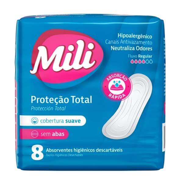 Absorvente Mili Proteção Total Suave S/Abas 8 Unidades