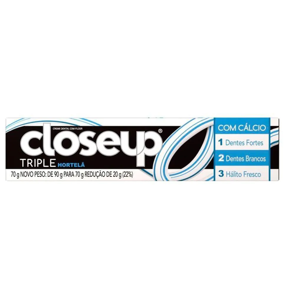 Creme Dental Closeup Tripla Proteção Sabor Hortelã 70g