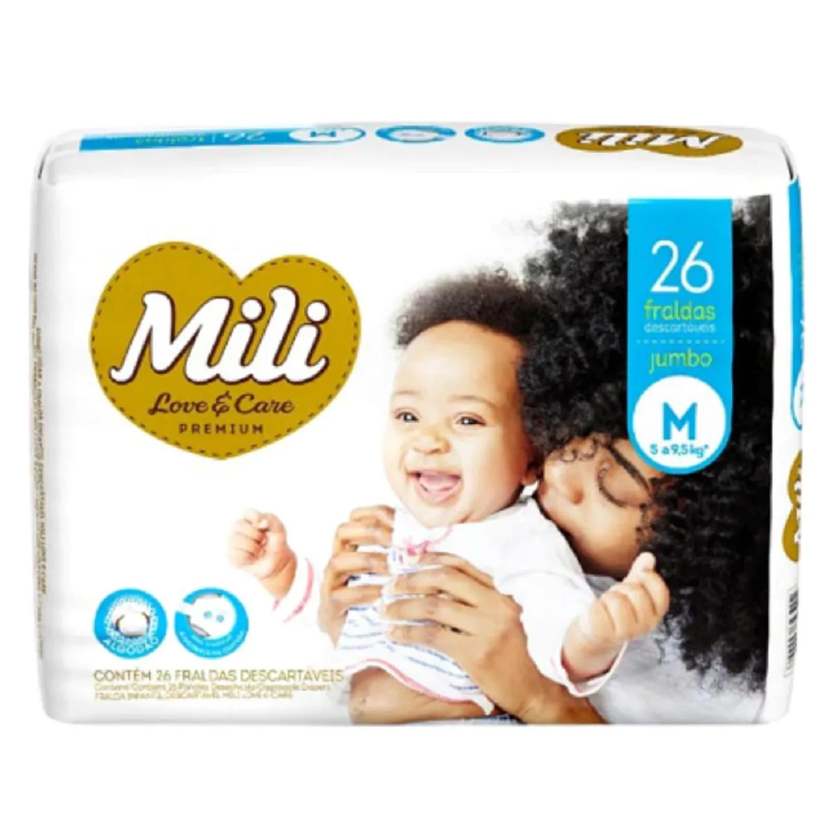 Fralda Mili Love & Care Premium M 26 Unidades