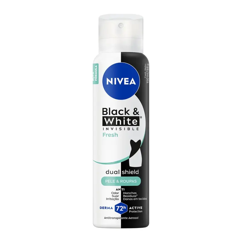 Desodorante Antitranspirante Nivea Black & White Invisible Fresh 72h Aerossol 150ml