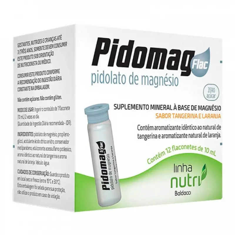 Pidomag 150mg/ml Sabor Tangerina e Laranja Solução Oral 12 Flaconetes 10ml