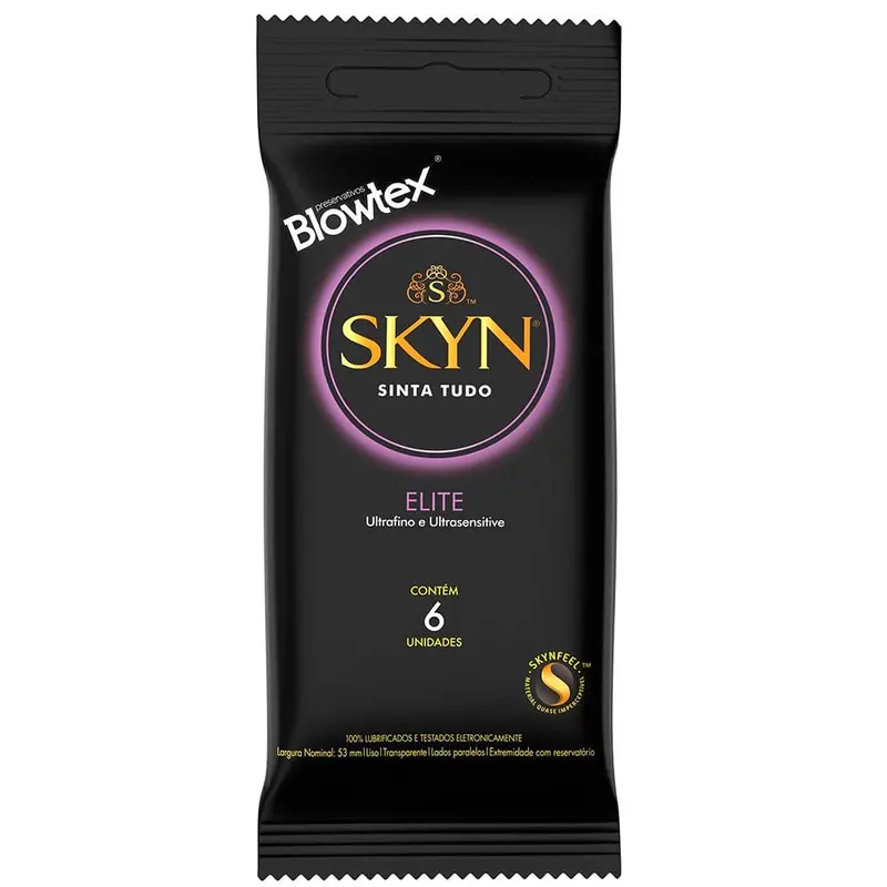 Preservativo Blowtex Skyn Sinta Tudo Elite Lubrificado Ultrafino Ultra Sensitive 6 Unidades