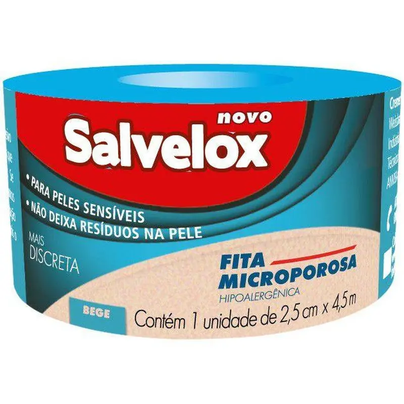 Fita Salvelox Microporosa Bege 2,5 cm X 4,5 m