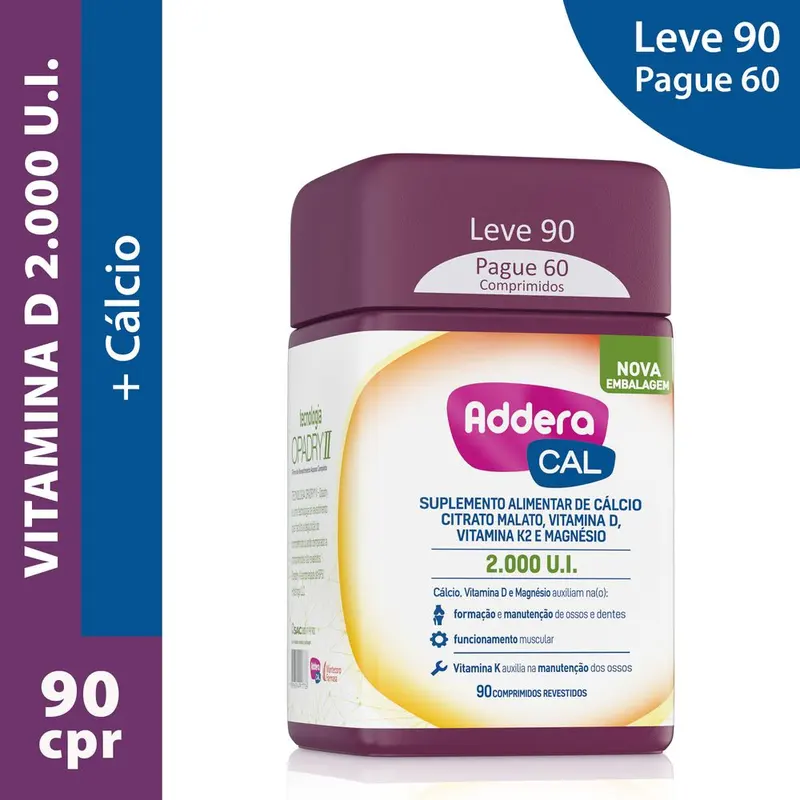 Vitamina Addera Cal 2000UI 90 Comprimidos Revestidos