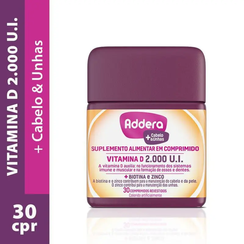 Addera + Cabelo e Unhas 2000UI 30 Comprimidos Revestidos