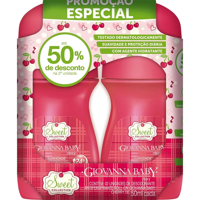 Desodorante Giovanna Baby Roll-On Cherry - Kit com 2 Unidades