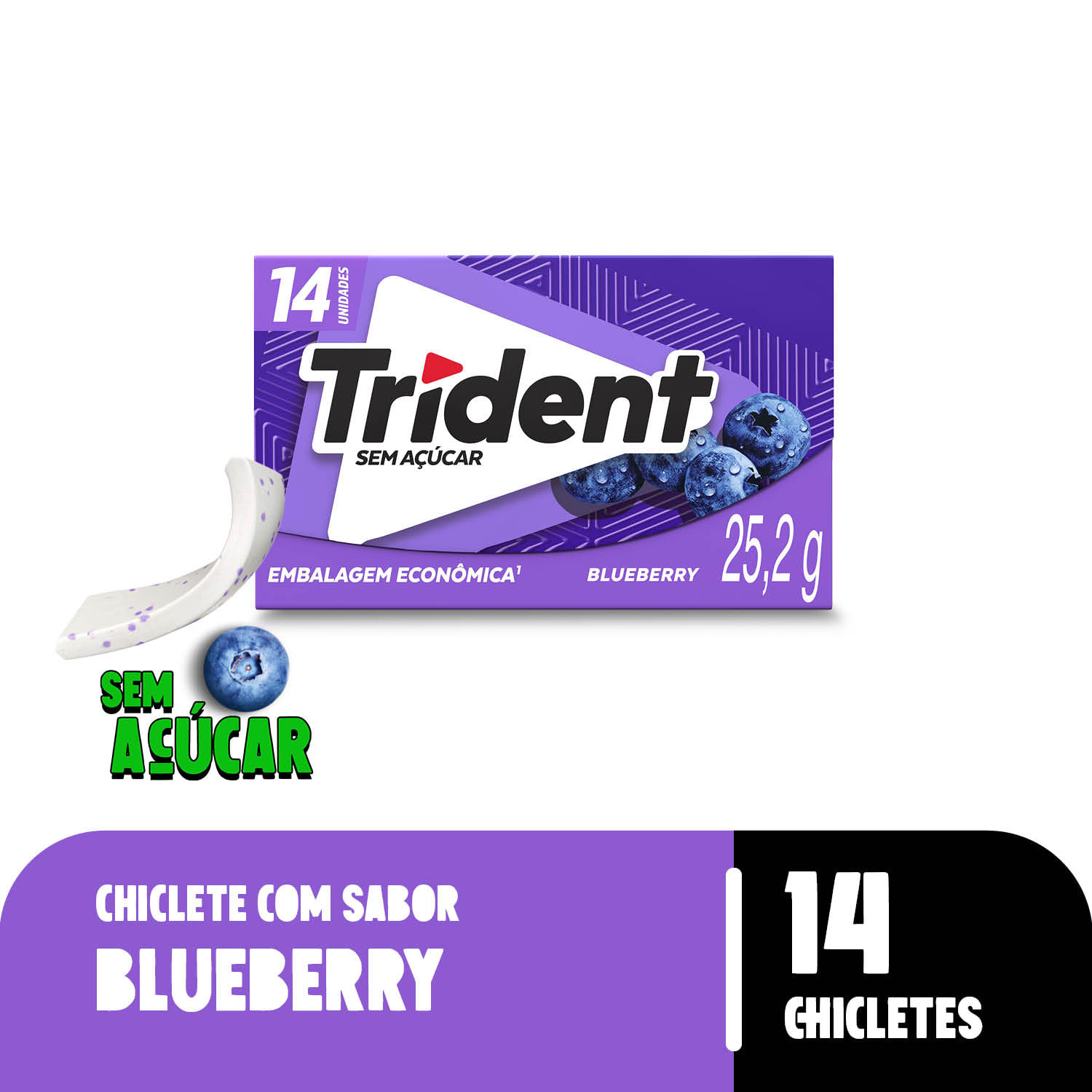 Chicle Trident 14 unidades Blueberry