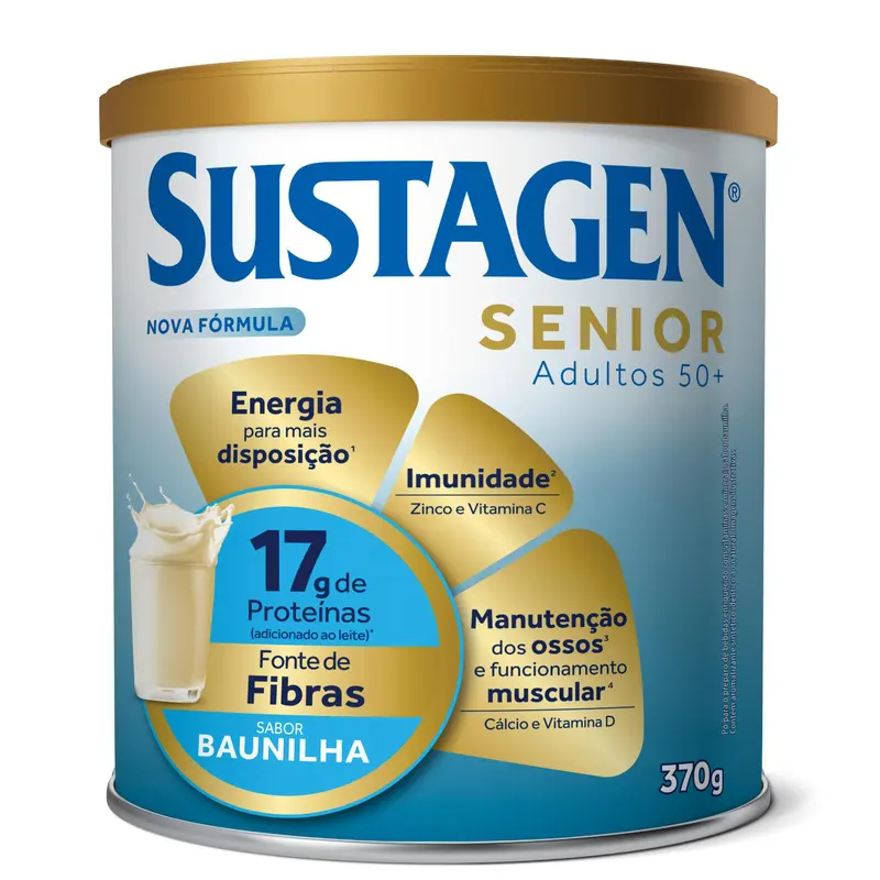 Sustagen Senior Complemento Alimentar 50+ Sabor Baunilha Lata 370g