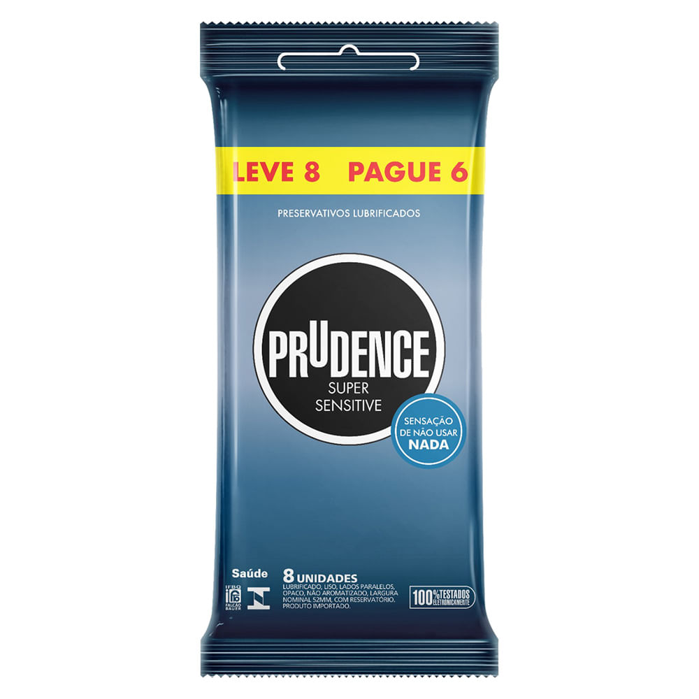 Preservativo Prudence Super Sensitive Lubrificado 8 Unidades