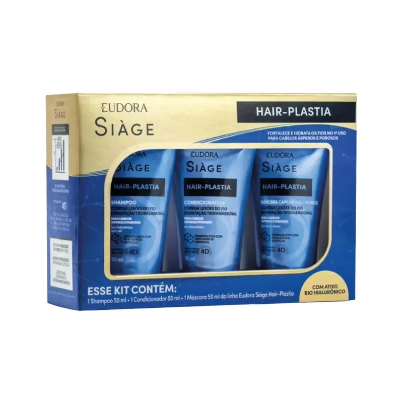 Kit Eudora Siàge Hair-Plastia Shampoo + Condicionador + Máscara 50ml Cada