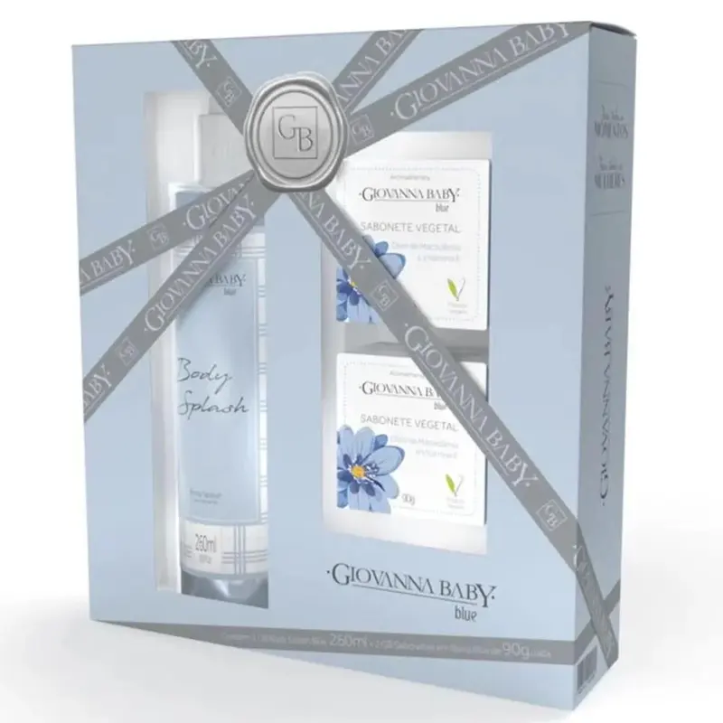 Kit Colônia Giovanna Baby Blue Body Splash 260ml 1 Unidade + Sabonete em Barra Giovanna Baby Blue 90g 2 Unidades