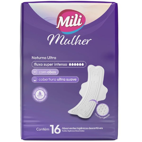 Absorvente Mili Mulher 16 unidades Noturno Ultra
