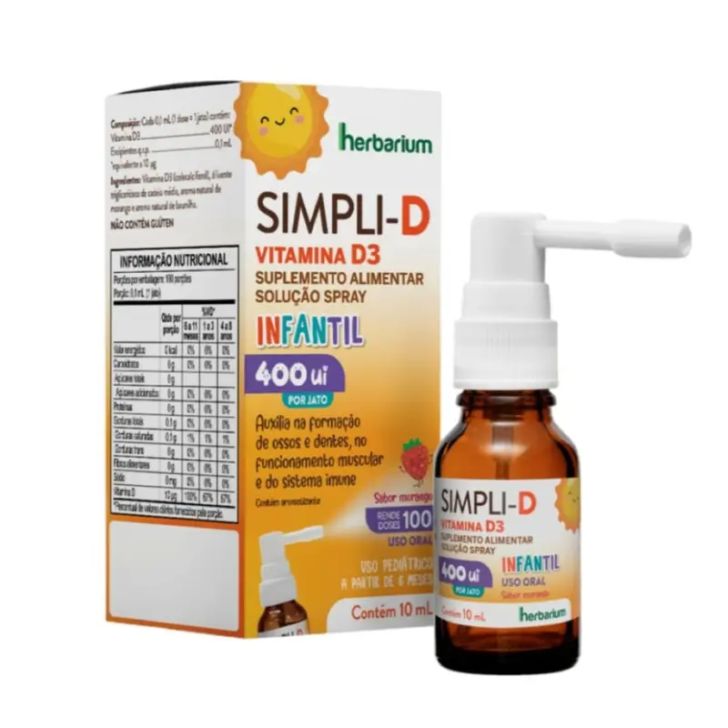 Simpli-D 400UI Sabor Morango e Baunilha Solução Spray 10ml