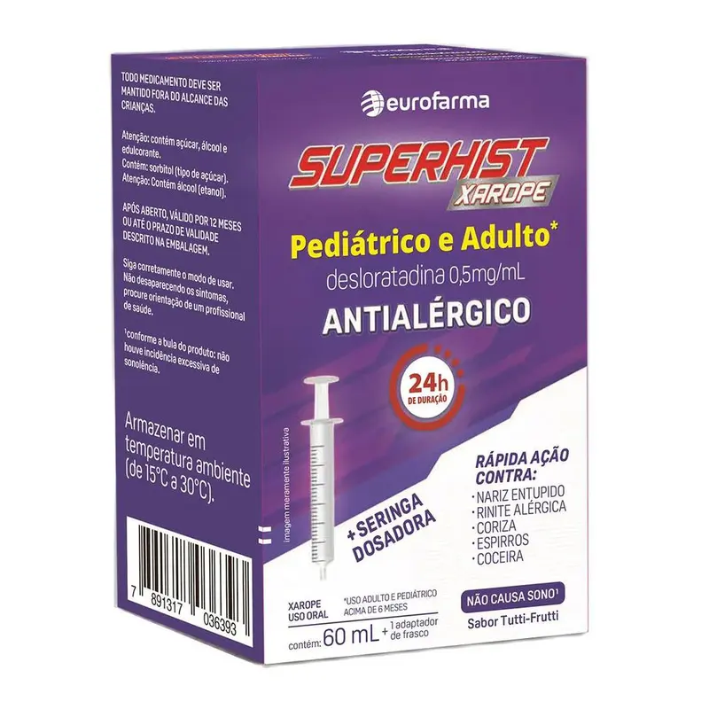 Xarope Superhist 0,5mg 60ml + Seringa