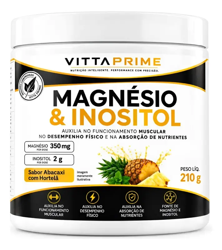 Suplemento Vitaminico Magnesio e Inositol 210g Abacaxi com Hortelã Body Action