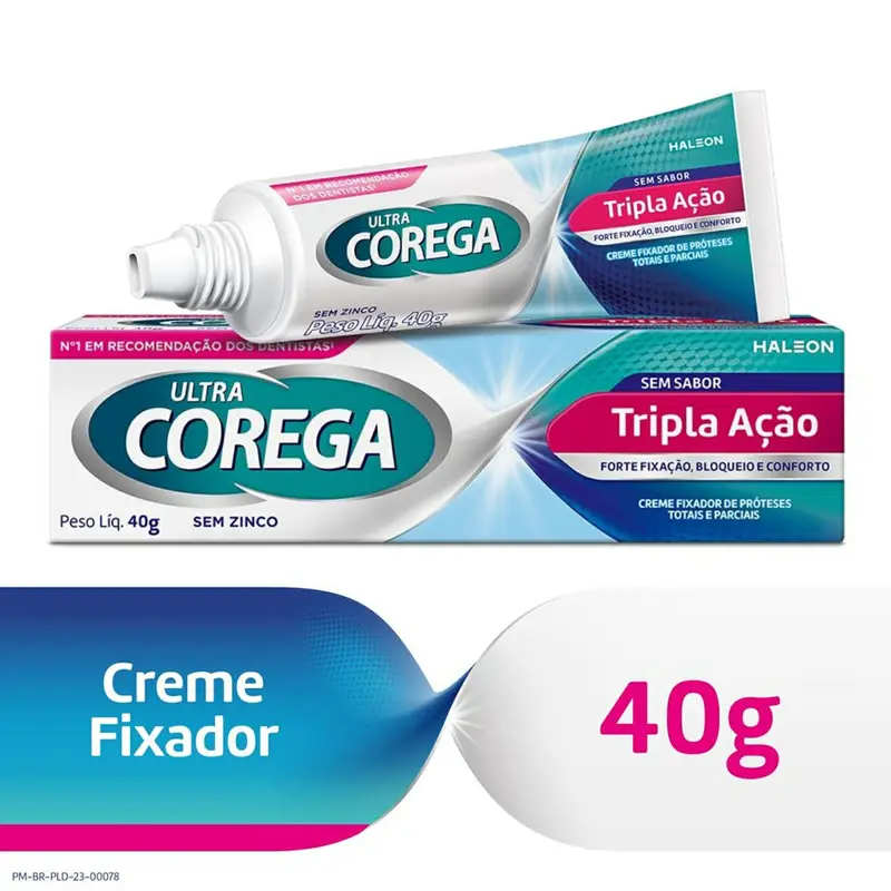 Fixador de Prótese Ultra Corega Tripla Ação Sem Sabor Creme 40g